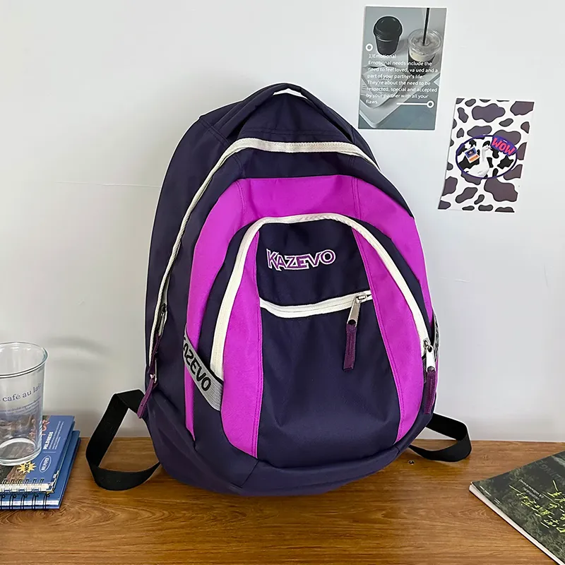 Alcohol Dragon Nylon Backpack Unisex Pink/Ecru/Purple Black-18