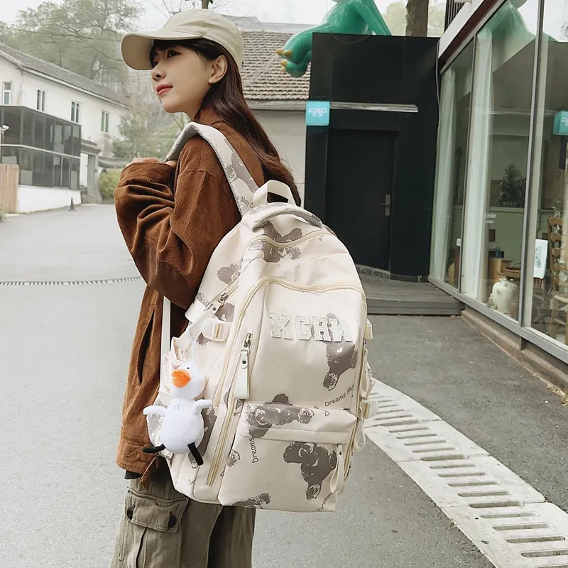 Alcohol Dragon Nylon Backpack Unisex Multicolor-5