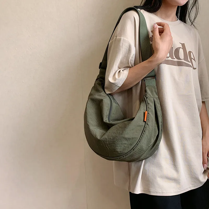Alcohol Dragon Fabric Dumpling Bag Shoulder Bag Regular Unisex Green/Orange/Dark Blue/Light Blue/Black/Ecru-11