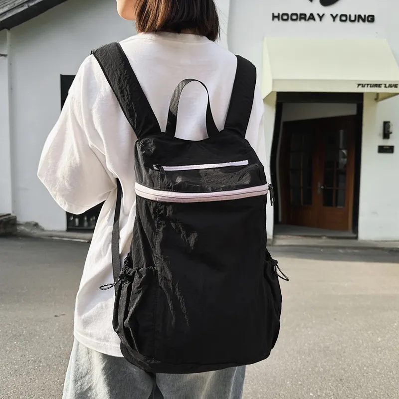 Alcohol Dragon Nylon Spell PU Backpack Regular Women's Black/White/Silver-2