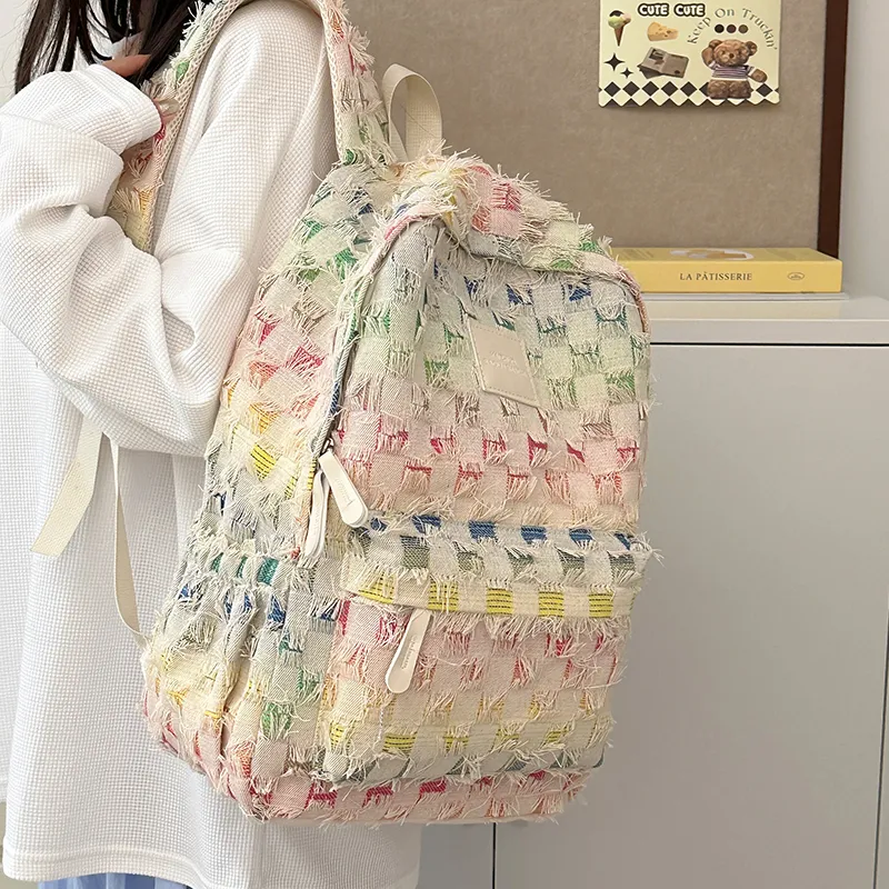 Alcohol Dragon Nylon Backpack Regular Women's Rectangular Block/Checkerboard/Stars-11