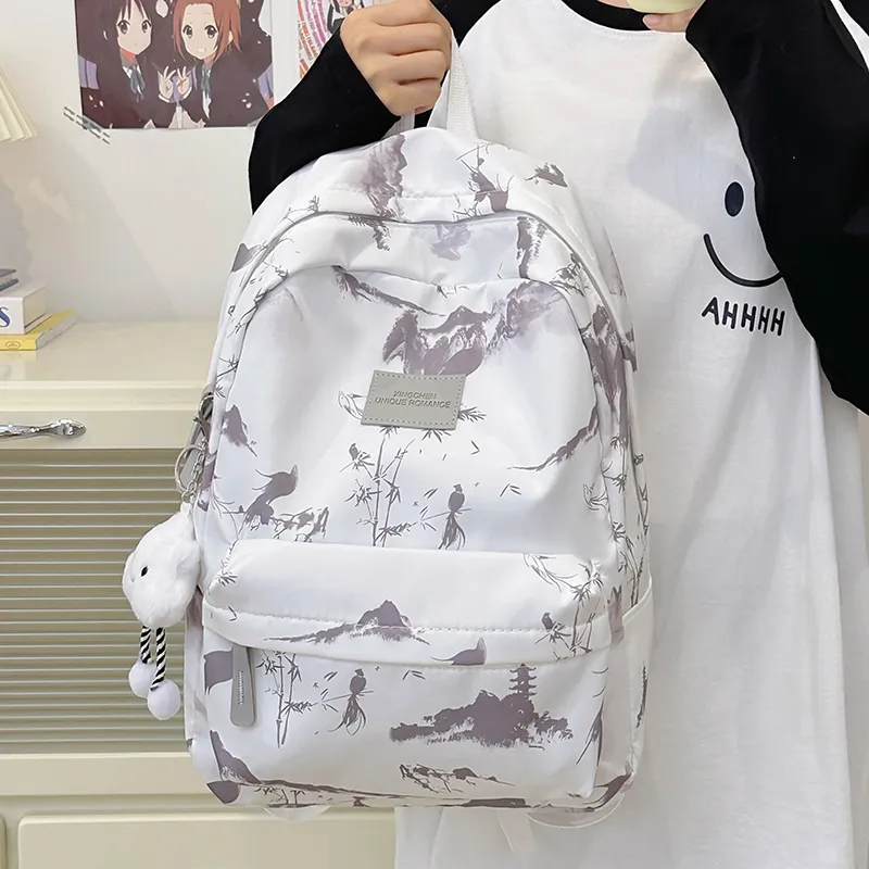 Alcohol Dragon Nylon Backpack Unisex Multicolor-14