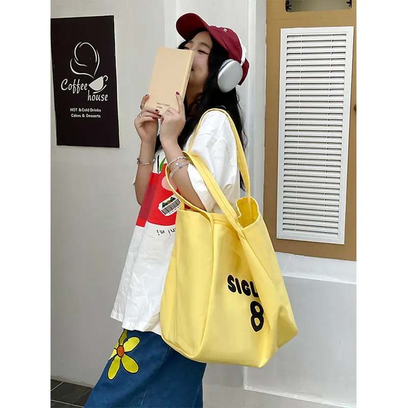 HCXK Canvas Bag, Shoulder Bag Regular Women's Pink/Blue/Yellow/Black/Red/Khaki-22