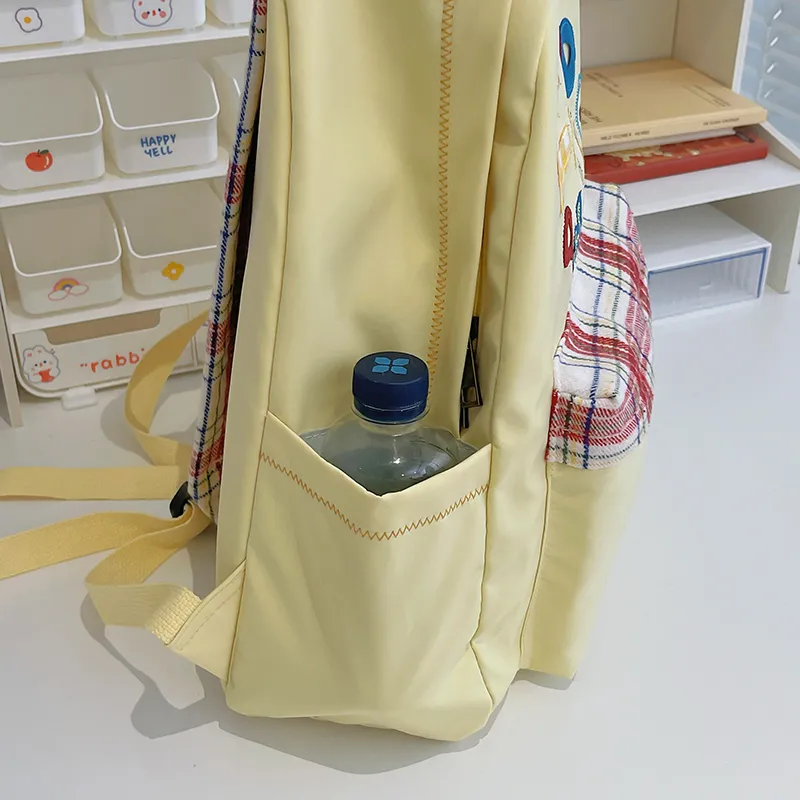 Alcohol Dragon Nylon Backpack Regular Women's Yellow/White/Green/Dark Blue-7