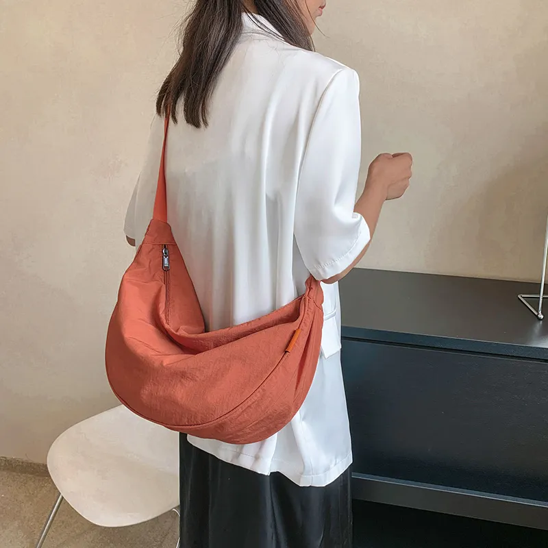 Alcohol Dragon Fabric Dumpling Bag Shoulder Bag Regular Unisex Green/Orange/Dark Blue/Light Blue/Black/Ecru-25