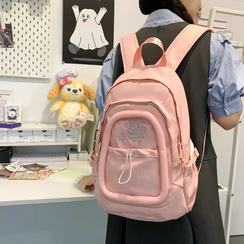 Alcohol Dragon Nylon Backpack Regular Women's White/Pink/Green/Purple-7