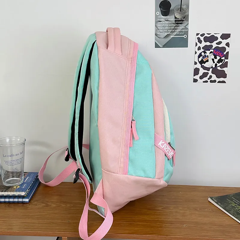 Alcohol Dragon Nylon Backpack Unisex Pink/Ecru/Purple Black-4
