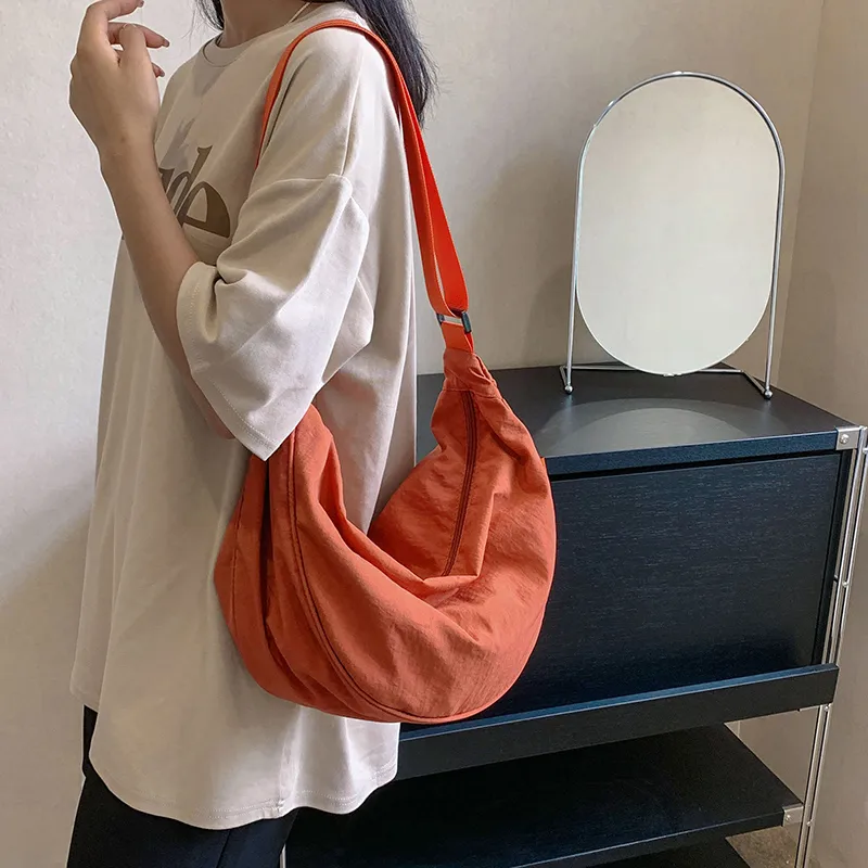 Alcohol Dragon Fabric Dumpling Bag Shoulder Bag Regular Unisex Green/Orange/Dark Blue/Light Blue/Black/Ecru-26