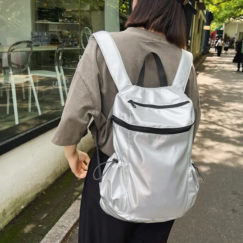 Alcohol Dragon Nylon Spell PU Backpack Regular Women's Black/White/Silver-10