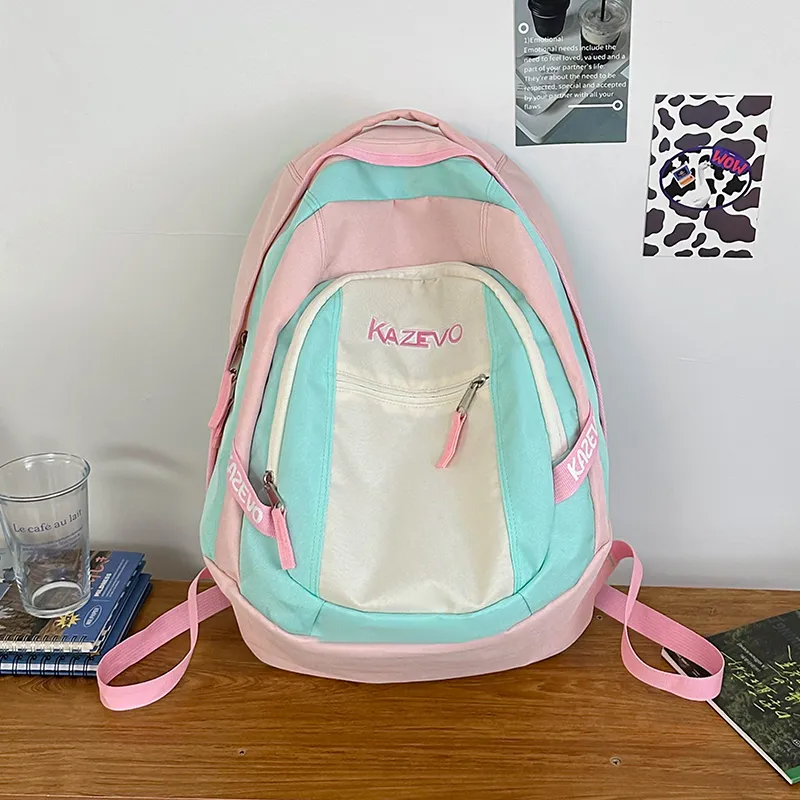 Alcohol Dragon Nylon Backpack Unisex Pink/Ecru/Purple Black-6