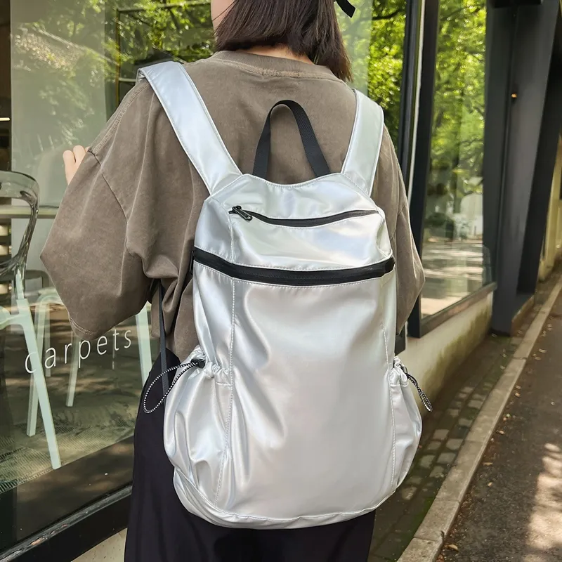 Alcohol Dragon Nylon Spell PU Backpack Regular Women's Black/White/Silver-9