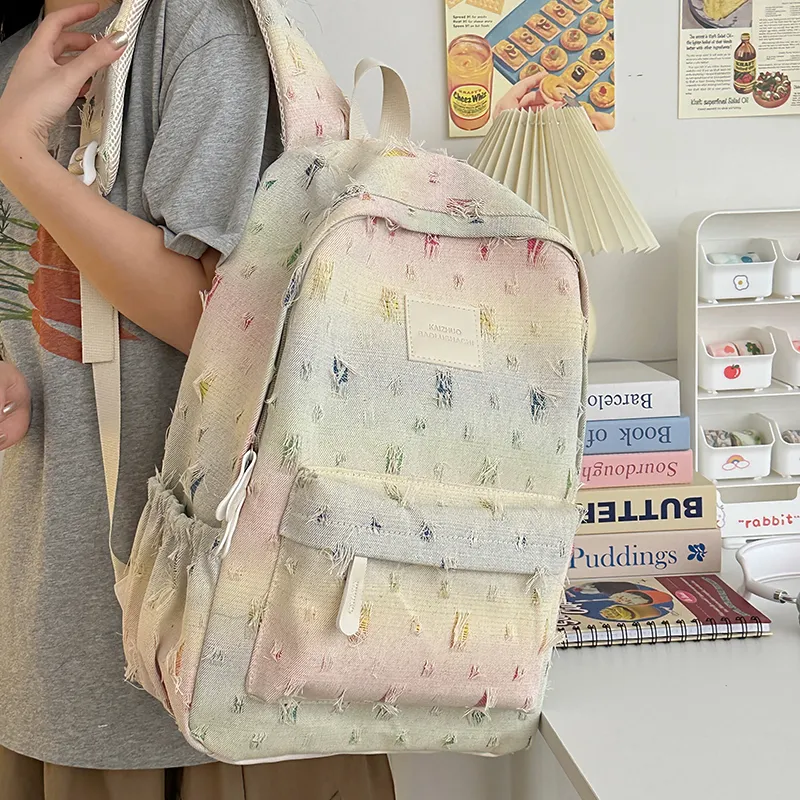 Alcohol Dragon Nylon Backpack Regular Women's Rectangular Block/Checkerboard/Stars-3