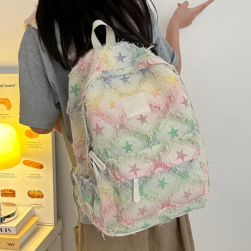 Alcohol Dragon Nylon Backpack Regular Women's Rectangular Block/Checkerboard/Stars-20