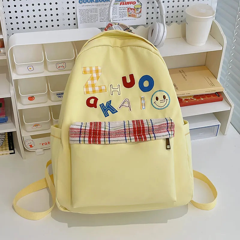 Alcohol Dragon Nylon Backpack Regular Women's Yellow/White/Green/Dark Blue-2