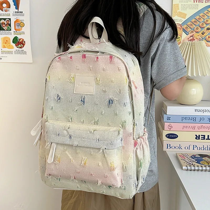 Alcohol Dragon Nylon Backpack Regular Women's Rectangular Block/Checkerboard/Stars-5
