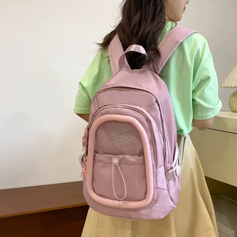 Alcohol Dragon Nylon Backpack Regular Women's White/Pink/Green/Purple-17