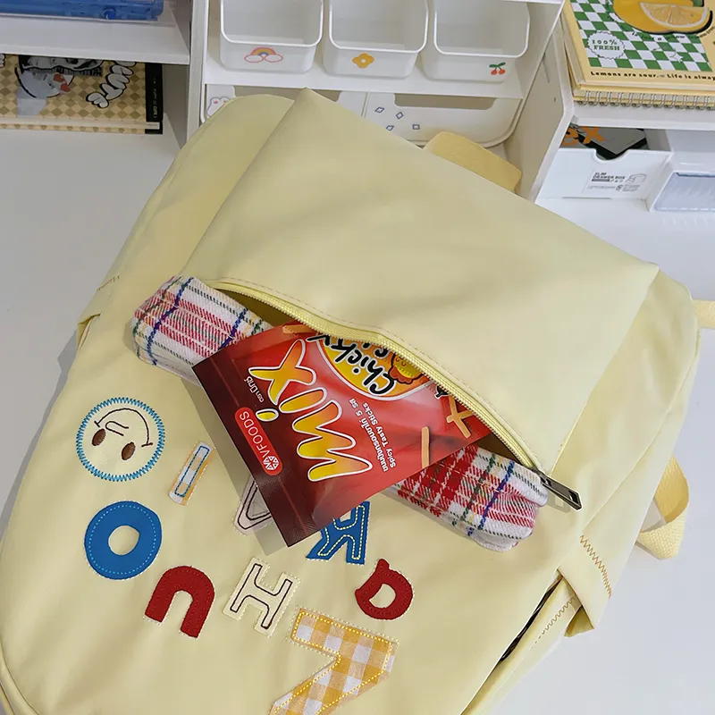 Alcohol Dragon Nylon Backpack Regular Women's Yellow/White/Green/Dark Blue-5