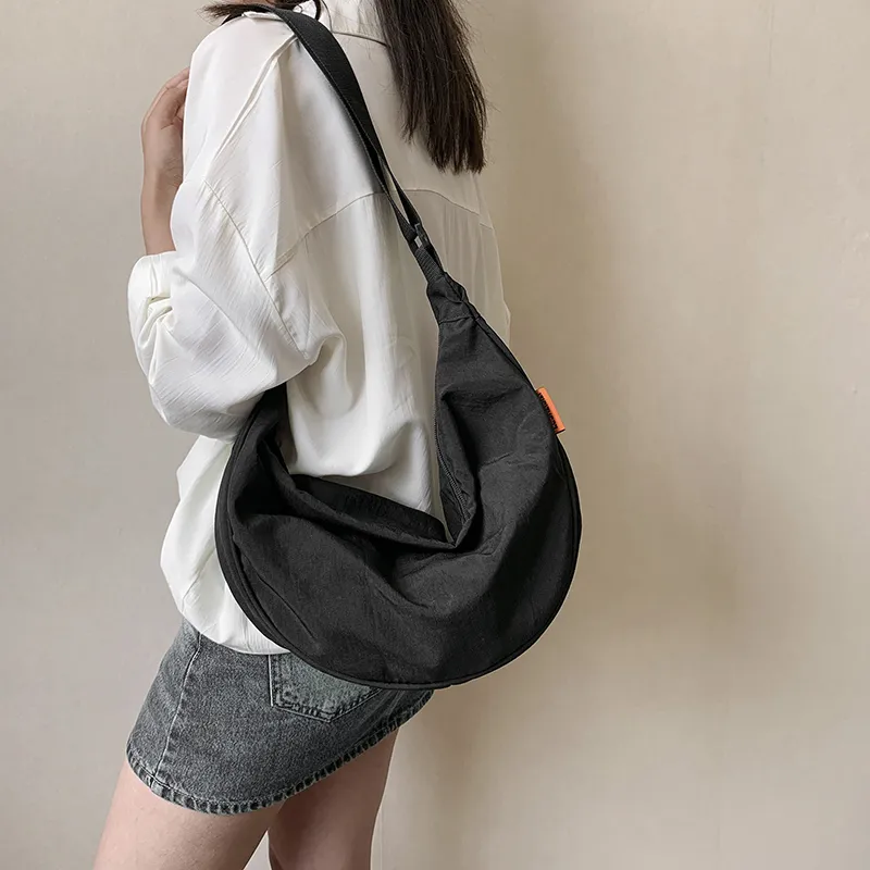 Alcohol Dragon Fabric Dumpling Bag Shoulder Bag Regular Unisex Green/Orange/Dark Blue/Light Blue/Black/Ecru-40