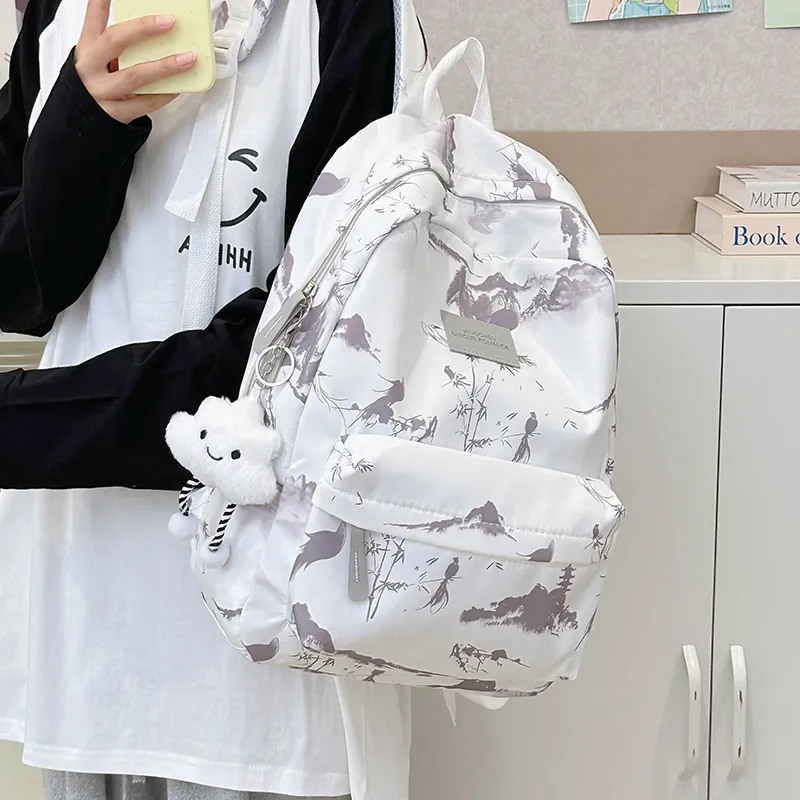 Alcohol Dragon Nylon Backpack Unisex Multicolor-12