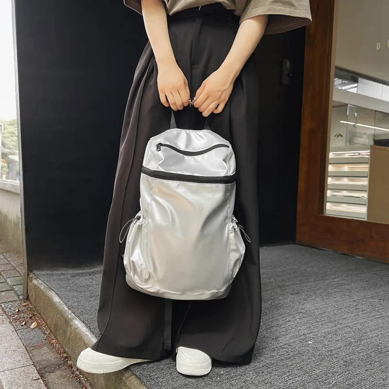 Alcohol Dragon Nylon Spell PU Backpack Regular Women's Black/White/Silver-11