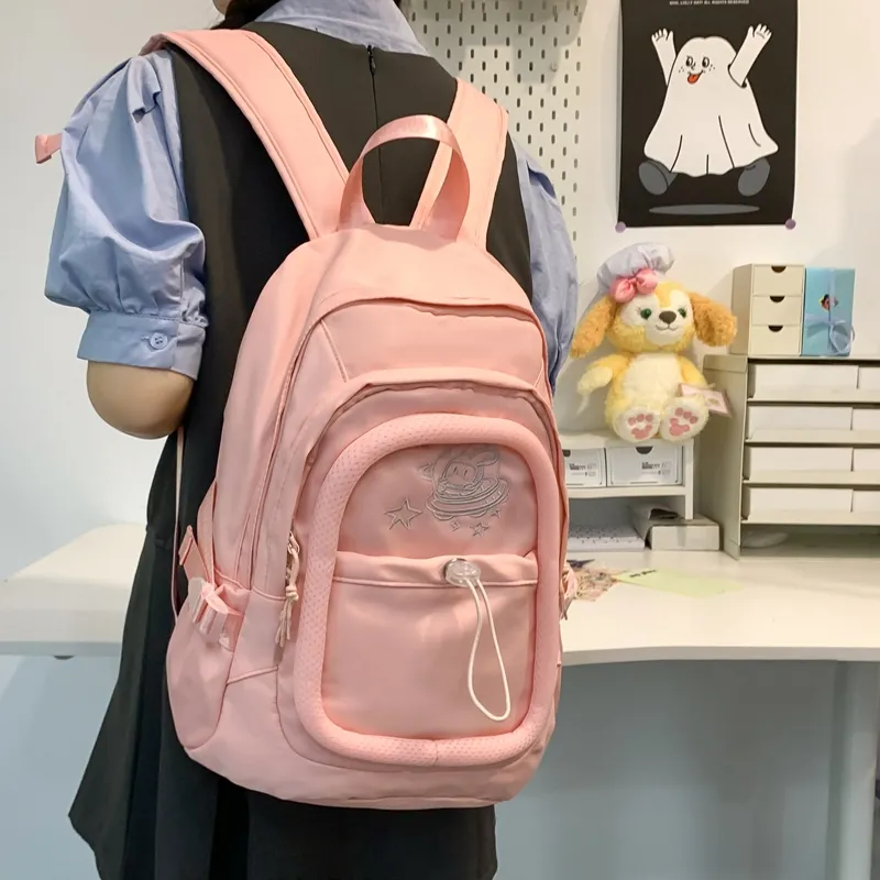 Alcohol Dragon Nylon Backpack Regular Women's White/Pink/Green/Purple-6