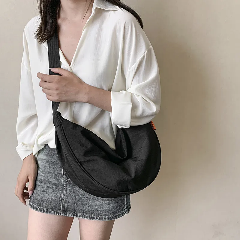 Alcohol Dragon Fabric Dumpling Bag Shoulder Bag Regular Unisex Green/Orange/Dark Blue/Light Blue/Black/Ecru-46