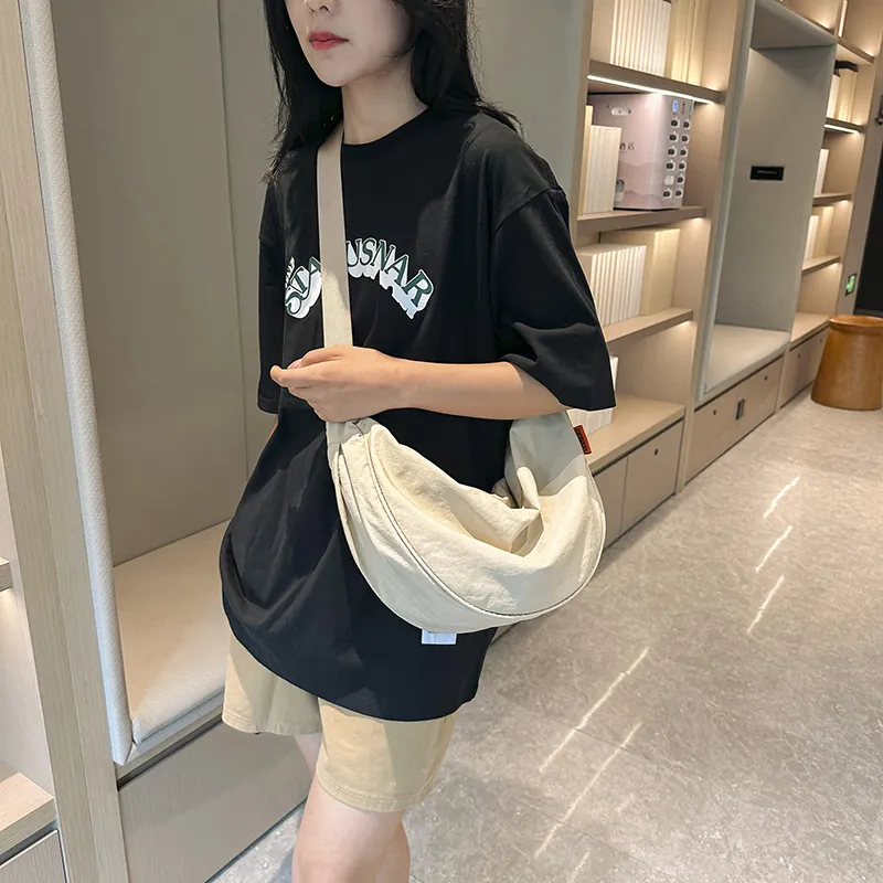 Alcohol Dragon Fabric Dumpling Bag Shoulder Bag Regular Unisex Green/Orange/Dark Blue/Light Blue/Black/Ecru-53