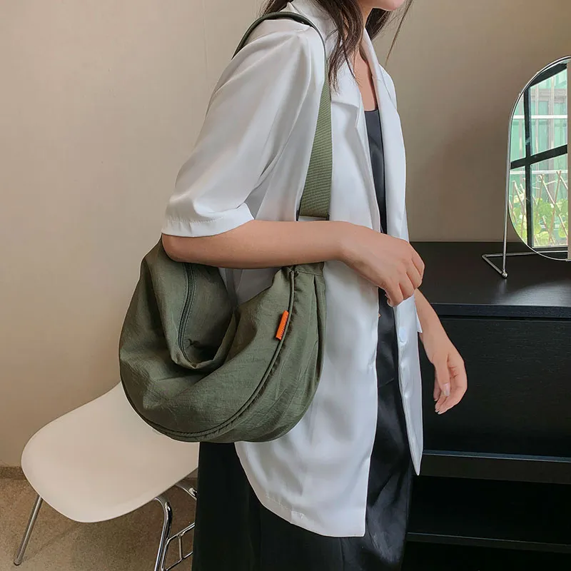 Alcohol Dragon Fabric Dumpling Bag Shoulder Bag Regular Unisex Green/Orange/Dark Blue/Light Blue/Black/Ecru-4