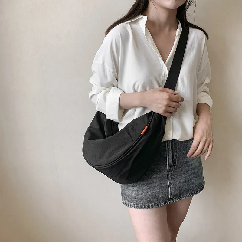 Alcohol Dragon Fabric Dumpling Bag Shoulder Bag Regular Unisex Green/Orange/Dark Blue/Light Blue/Black/Ecru-43