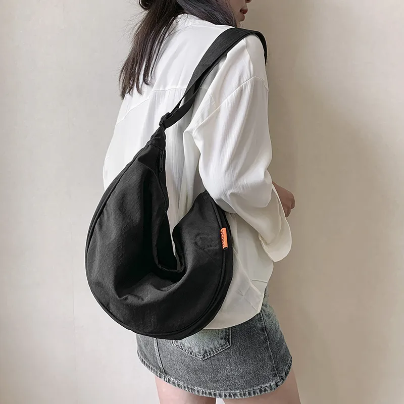 Alcohol Dragon Fabric Dumpling Bag Shoulder Bag Regular Unisex Green/Orange/Dark Blue/Light Blue/Black/Ecru-39