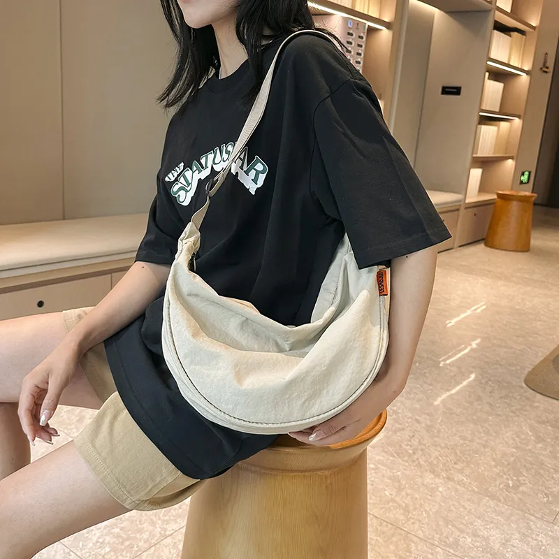 Alcohol Dragon Fabric Dumpling Bag Shoulder Bag Regular Unisex Green/Orange/Dark Blue/Light Blue/Black/Ecru-55