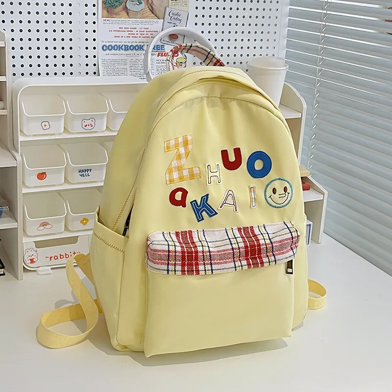 Alcohol Dragon Nylon Backpack Regular Women's Yellow/White/Green/Dark Blue-1