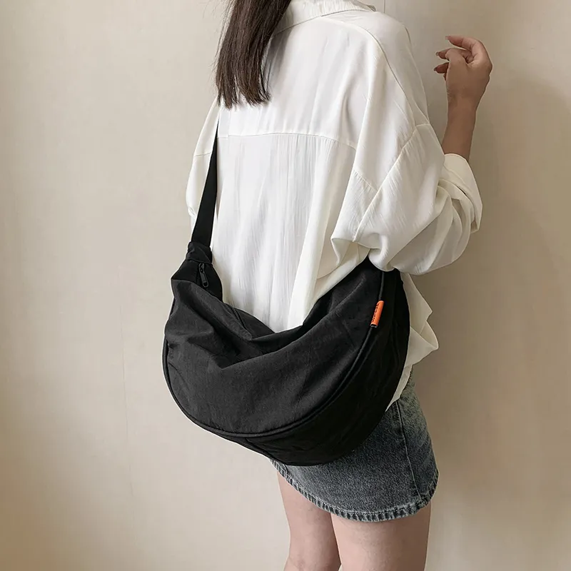 Alcohol Dragon Fabric Dumpling Bag Shoulder Bag Regular Unisex Green/Orange/Dark Blue/Light Blue/Black/Ecru-44