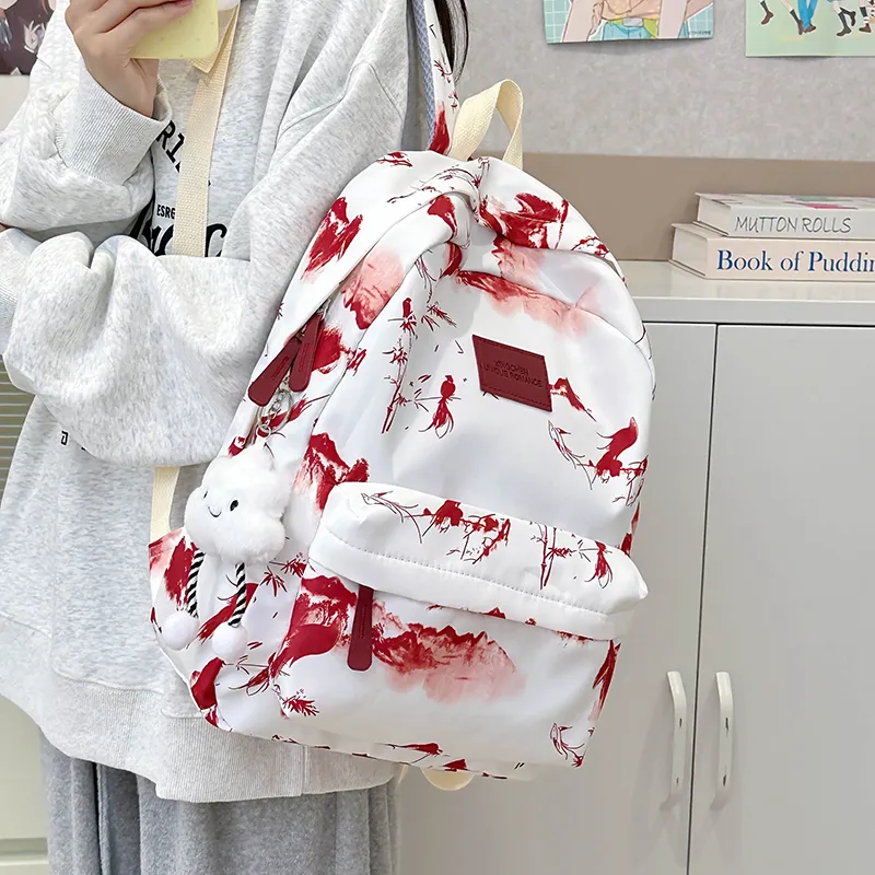 Alcohol Dragon Nylon Backpack Unisex Multicolor-5