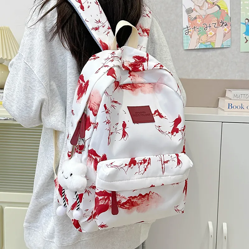 Alcohol Dragon Nylon Backpack Unisex Multicolor-4