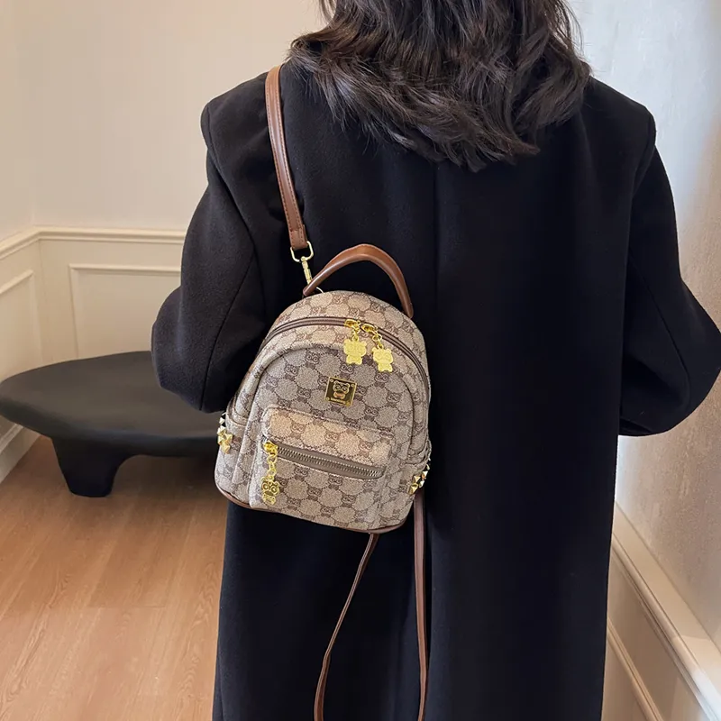 BAODIDAISHU Pu Backpack Women's White/Pink/Brown-53