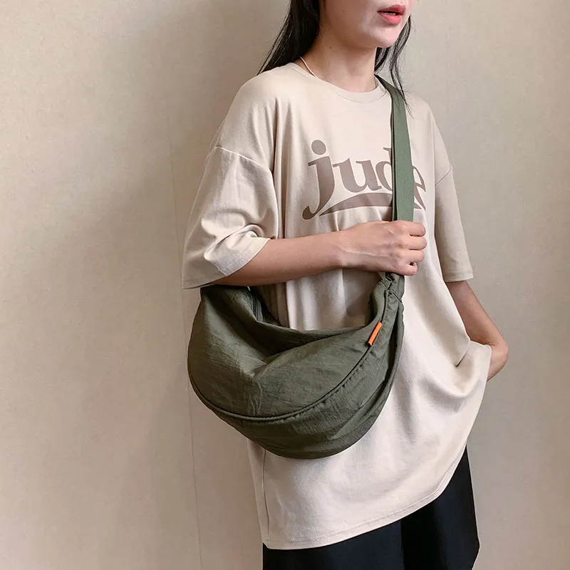 Alcohol Dragon Fabric Dumpling Bag Shoulder Bag Regular Unisex Green/Orange/Dark Blue/Light Blue/Black/Ecru-16