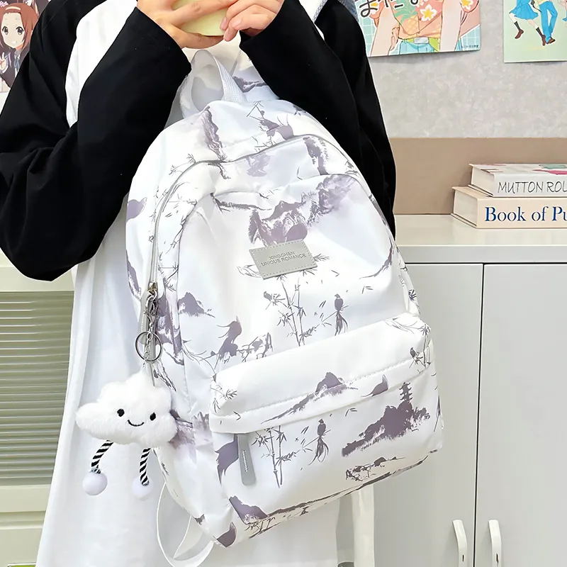 Alcohol Dragon Nylon Backpack Unisex Multicolor-13
