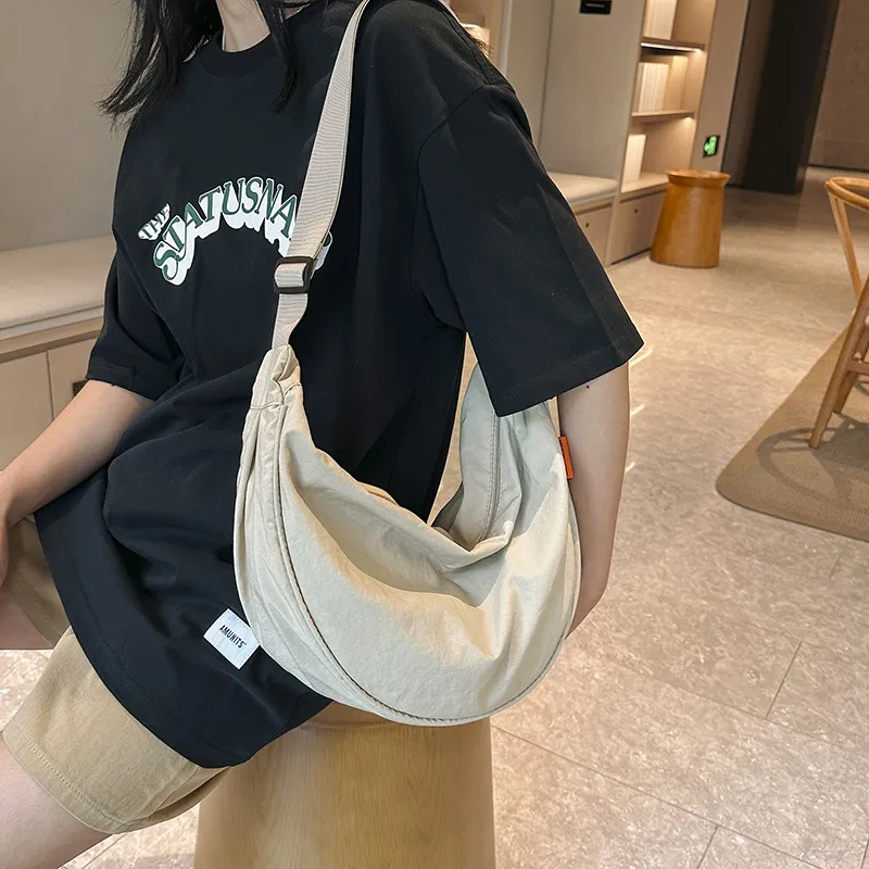 Alcohol Dragon Fabric Dumpling Bag Shoulder Bag Regular Unisex Green/Orange/Dark Blue/Light Blue/Black/Ecru-58