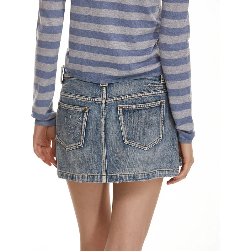 SOLWEIGE Denim Short Skirts Women's Light Washed Blue-1