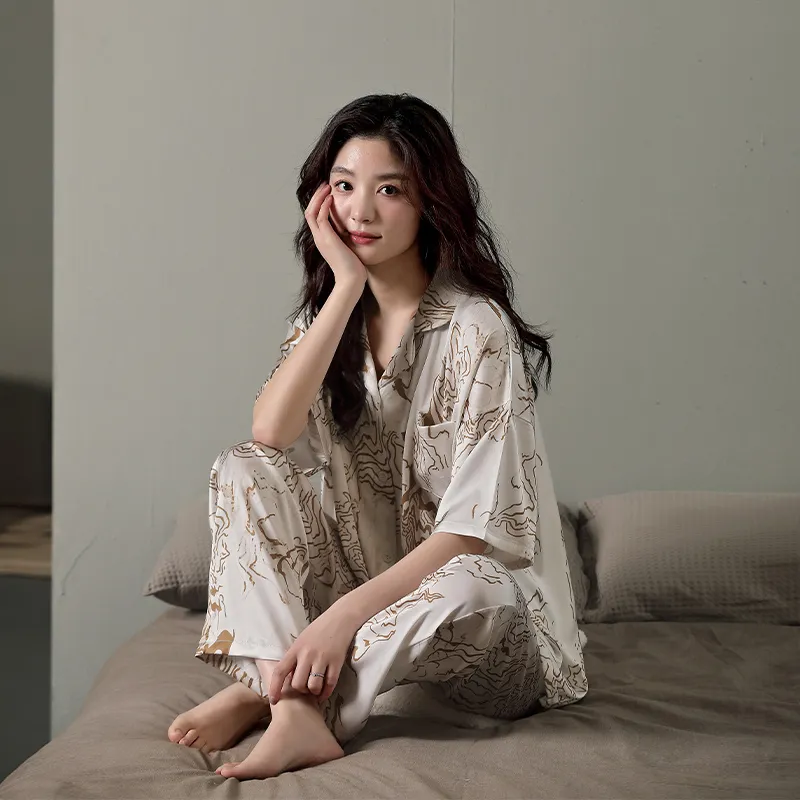 XUANZHITING Pajama Set Women's Light Coffee-4