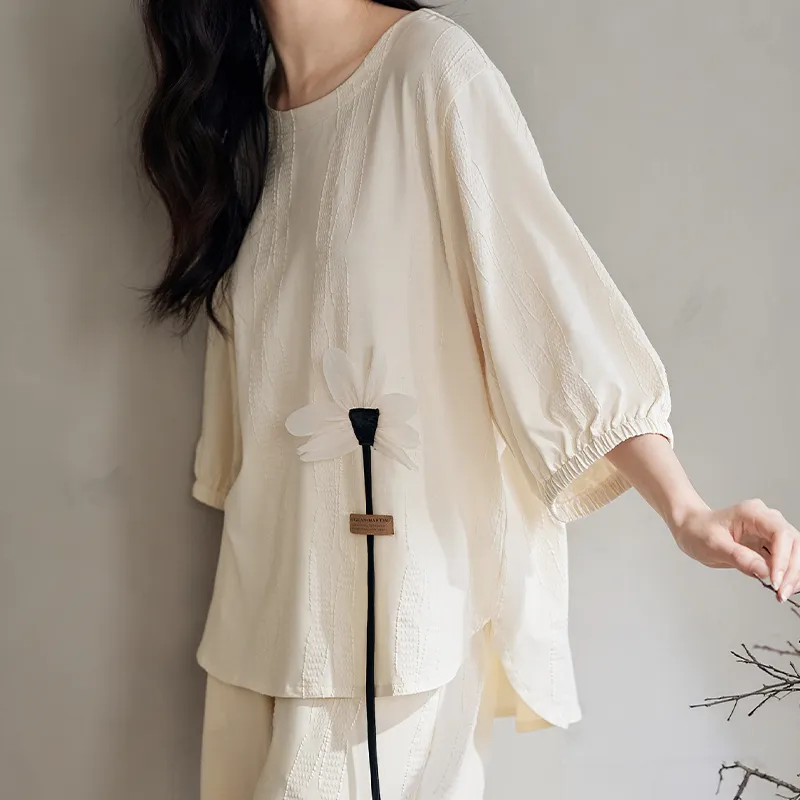 XUANZHITING Pajama Set Women's Apricot-3