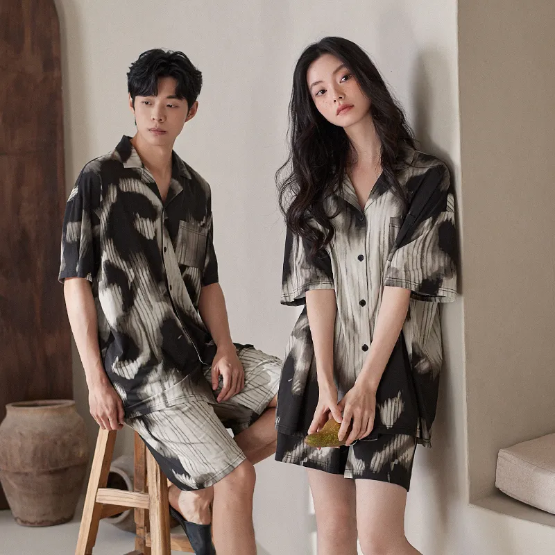 XUANZHITING Pajama Set Men's Black Gray-4