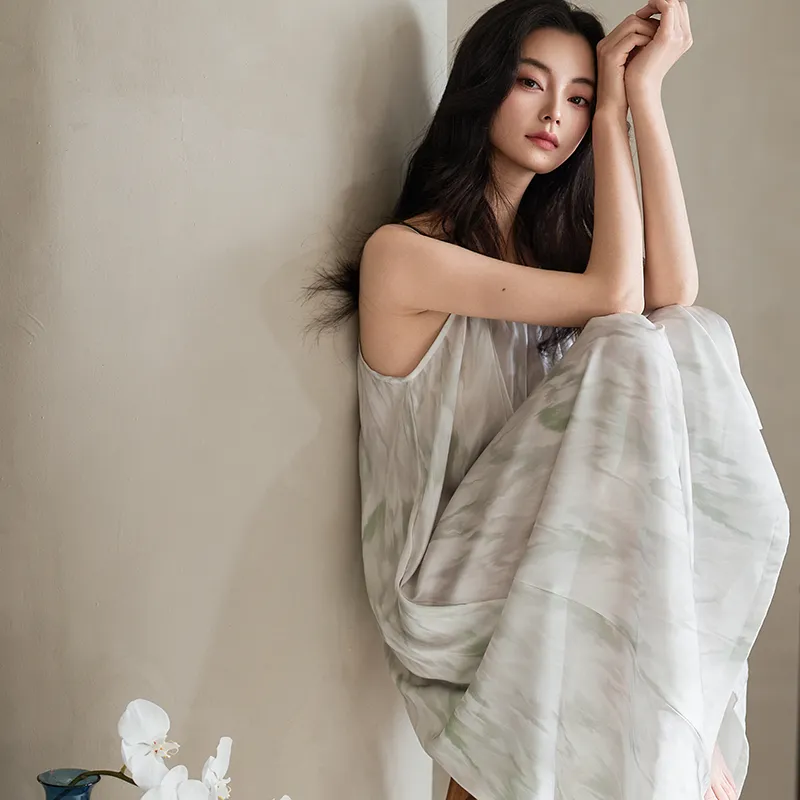 XUANZHITING Nightgown Women's Light Green-1