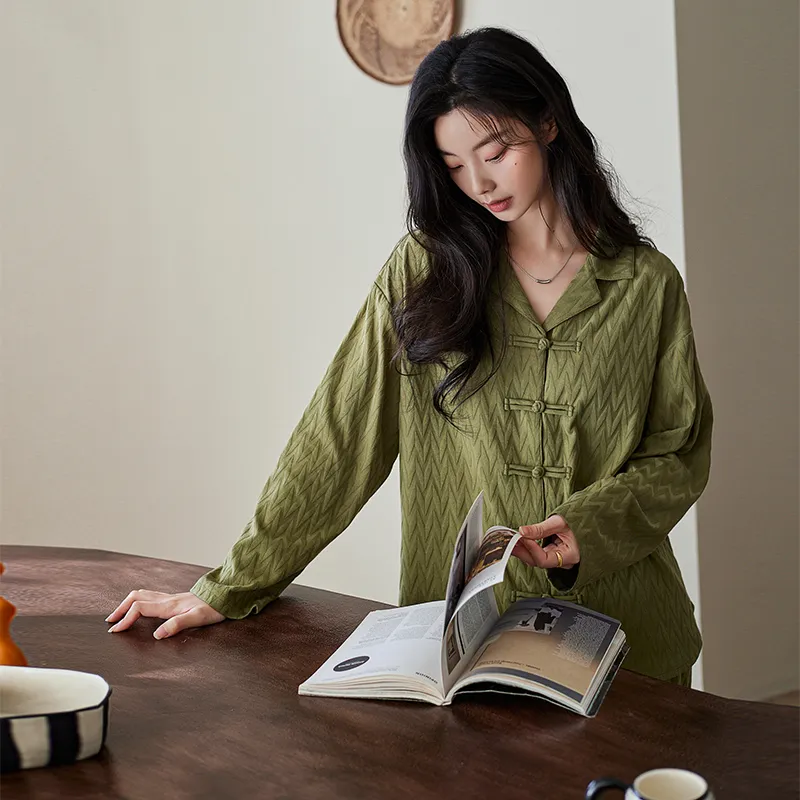 XUANZHITING Pajama Set Gift Box Set Women's Green-1