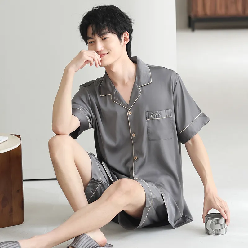 XUANZHITING Pajama Set Men's Gray-6