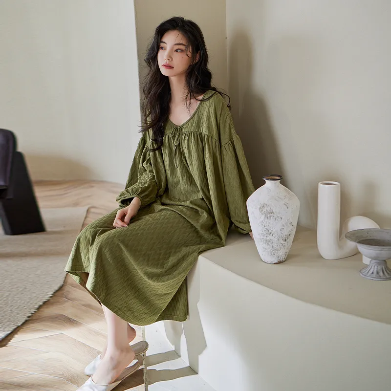 XUANZHITING Nightgown Gift Box Set Women's Green-5