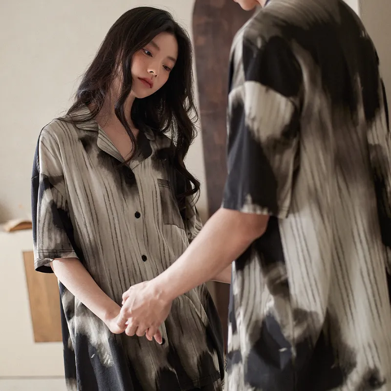XUANZHITING Pajama Set Women's Black Gray-3