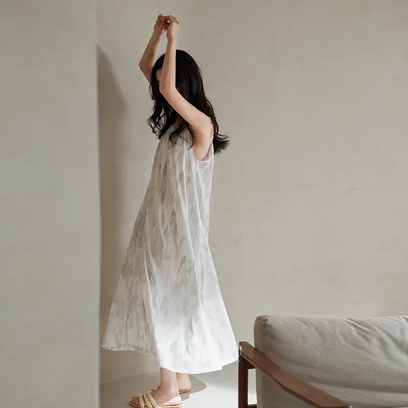 XUANZHITING Nightgown Women's Light Green-4