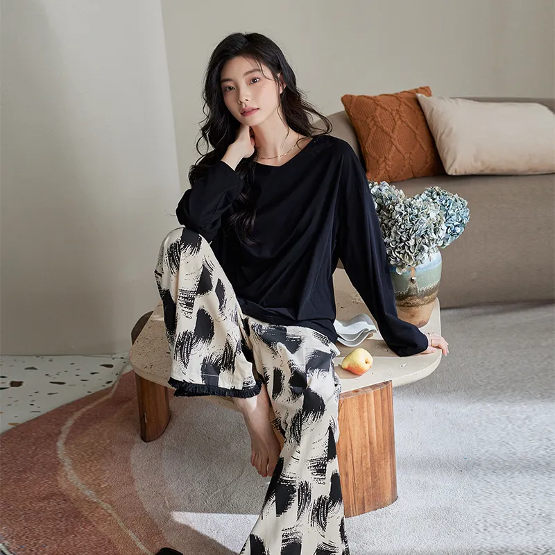 XUANZHITING Pajama Set Gift Box Set Women's Black-2
